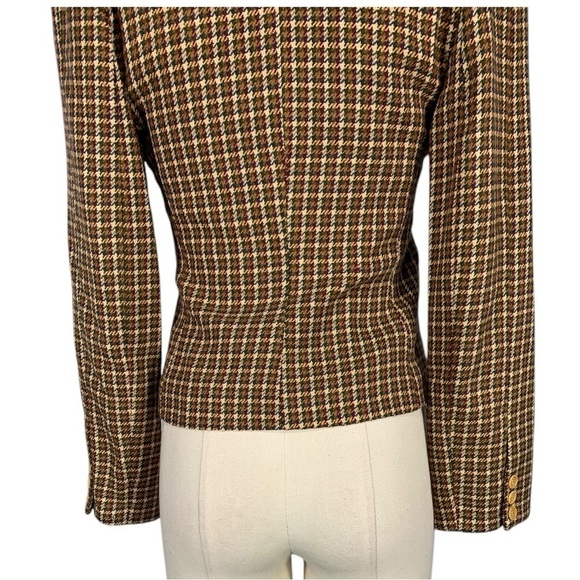 Vintage Finis Retro Y2k Faux Fur Collar Button Front  Blazer Plaid Size 4 - Picture 9 of 12